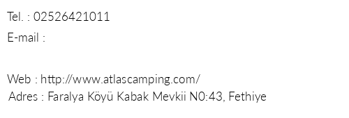 Atlas Camping Kabak telefon numaralar, faks, e-mail, posta adresi ve iletiim bilgileri